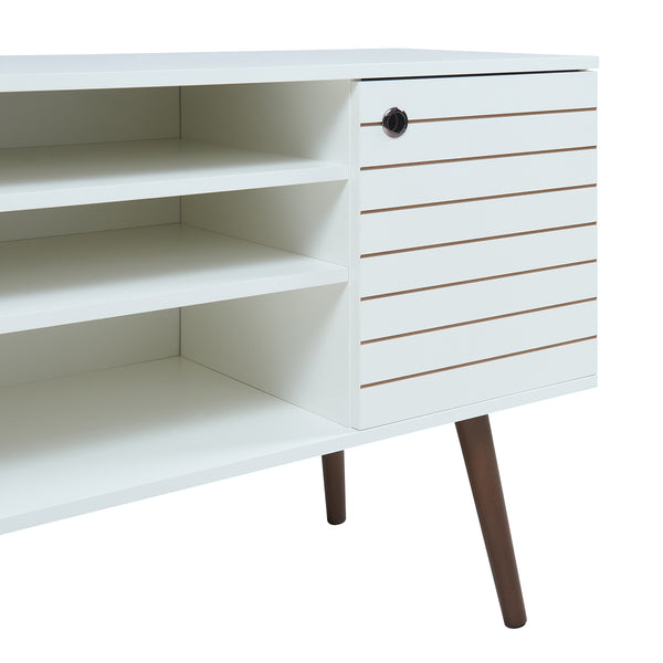 Comoda TV Vare 130x40x65 cm alb/efect nuc [en.casa]