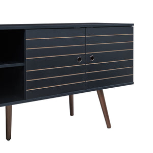 Comoda TV cu 2 usi Vare 160x40x65 cm negru/efect nuc [en.casa]
