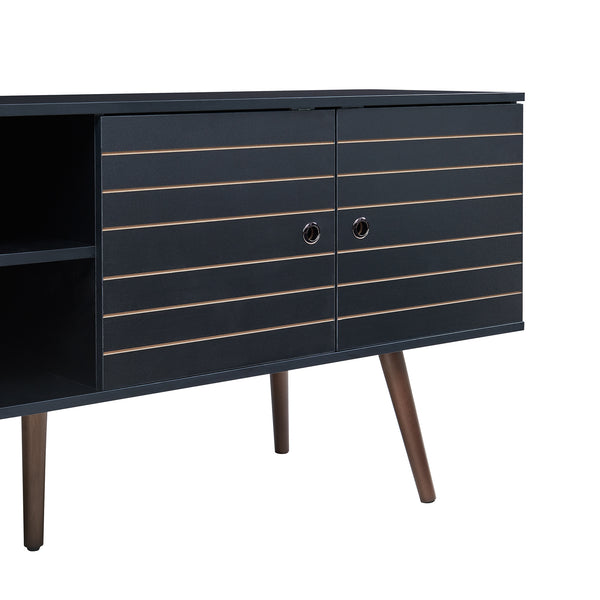 Comoda TV cu 2 usi Vare 160x40x65 cm negru/efect nuc [en.casa]