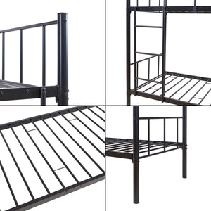 Pat supraetajat Berimma 200x90 cm 300 kg otel negru [en.casa]