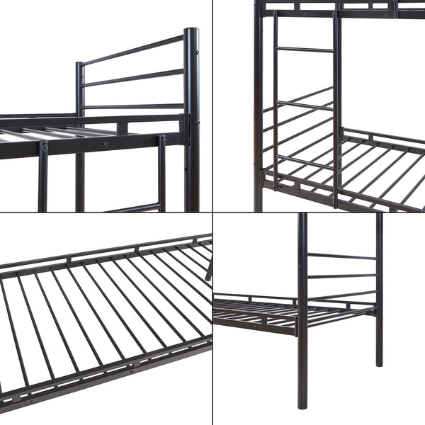 Pat metalic supraetajat  Bevapis, 200x90 cm 300 kg negru [en.casa]