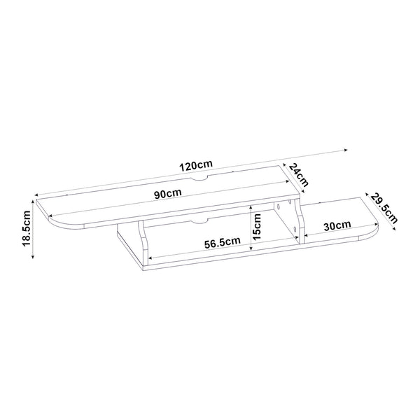 Suport TV de perete Kershaby 120x30x19 cm alb [en.casa]