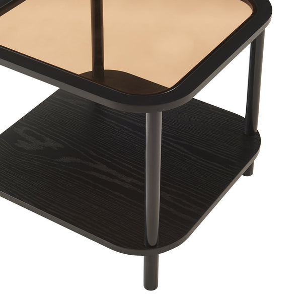 Masuta patrata Latama 51x51x45 cm bambus mdf sticla culoarea bronzului/negru [en.casa]
