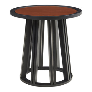 Masuta rotunda Burgess 51x51 cm negru/efect lemn nuc [en.casa]