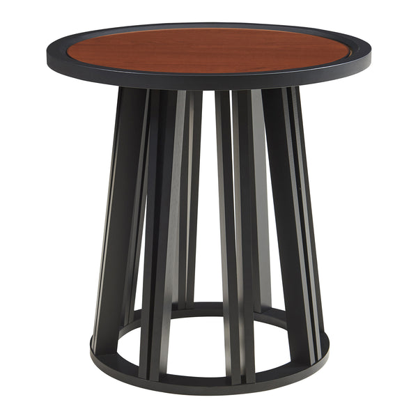 Masuta rotunda Burgess 51x51 cm negru/efect lemn nuc [en.casa]