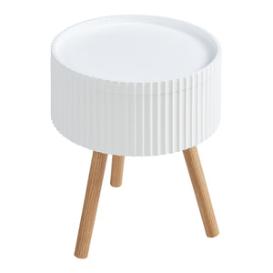 Masuta rotunda cu spatiu depozitare Bongard 48x38 cm alb/natur [en.casa]
