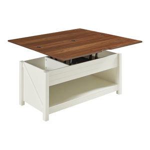 Masa cafea cu blat extesibil si ce se poate ridica Kasama 110x55x54 cm efect lemn nuc/alb [en.casa]