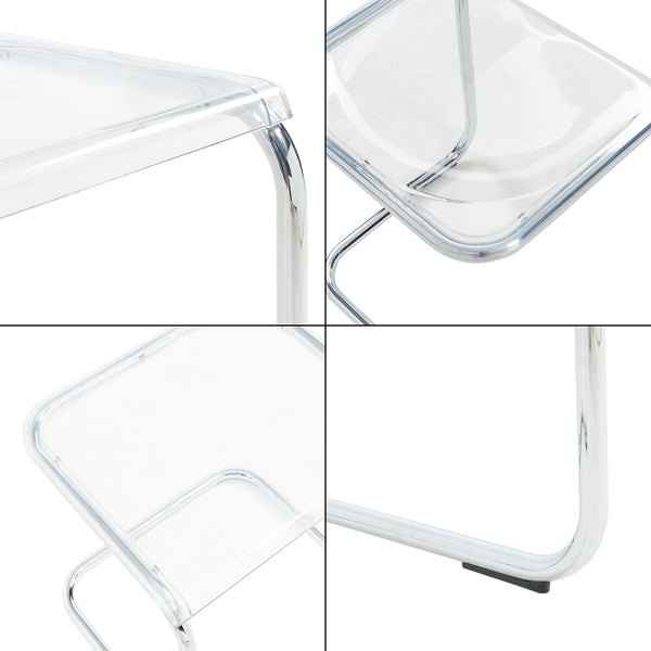 Masuta living Brosa 44x37x48 cm transparent/culoarea cromului [en.casa]