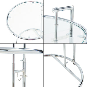 Masa sticla cu inaltime reglabila Stare 50x55-77 cm transparent/crom [en.casa]