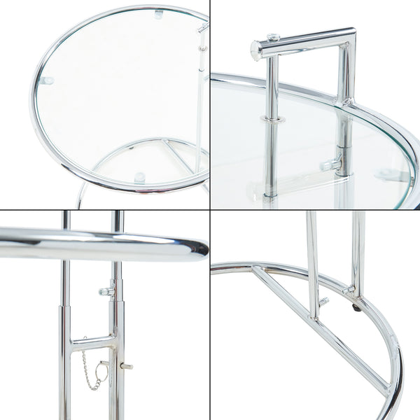 Masa sticla cu inaltime reglabila Stare 50x55-77 cm transparent/crom [en.casa]