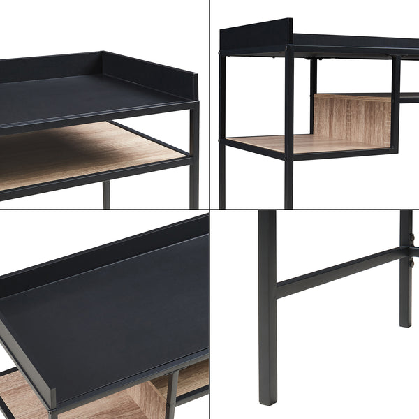 Birou Belana 100x43x82 cm negru/efect lemn stejar [en.casa]