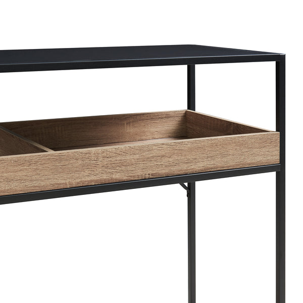 Masa consola Belana 110x40x80 cm negru/efect stejar [en.casa]