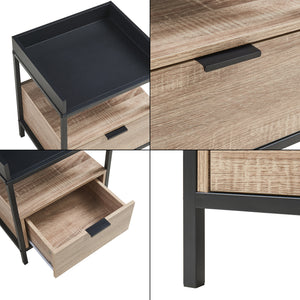Noptiera cu sertar Belana 50x40x35 cm negru/efect stejar [en.casa]