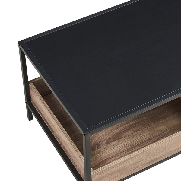 Masuta cafea Belana 100x48x35 cm negru/efect lemn stejar [en.casa]