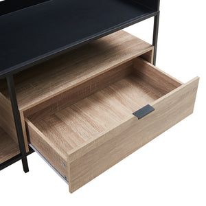 Comoda TV cu sertar Belana 119x40x53 cm negru/efect stejar [en.casa]