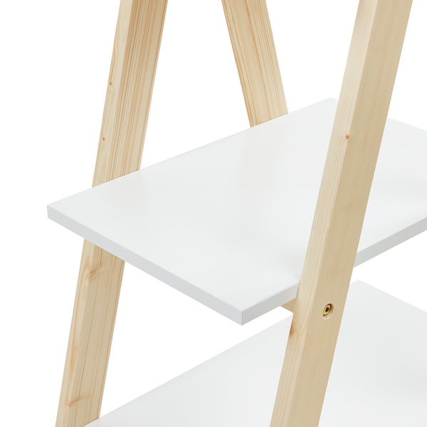 Raft carti design cort copii Vanlilu 145x65x32 cm natur/alb [en.casa]