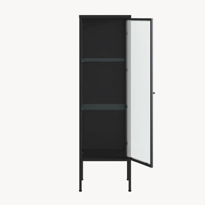 Vitrina Borshavisa 116x34x30 cm otel sticla negru [en.casa]