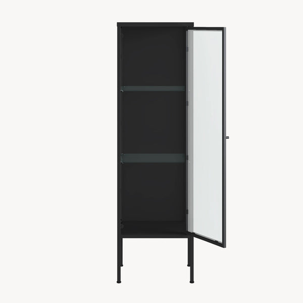 Vitrina Borshavisa 116x34x30 cm otel sticla negru [en.casa]