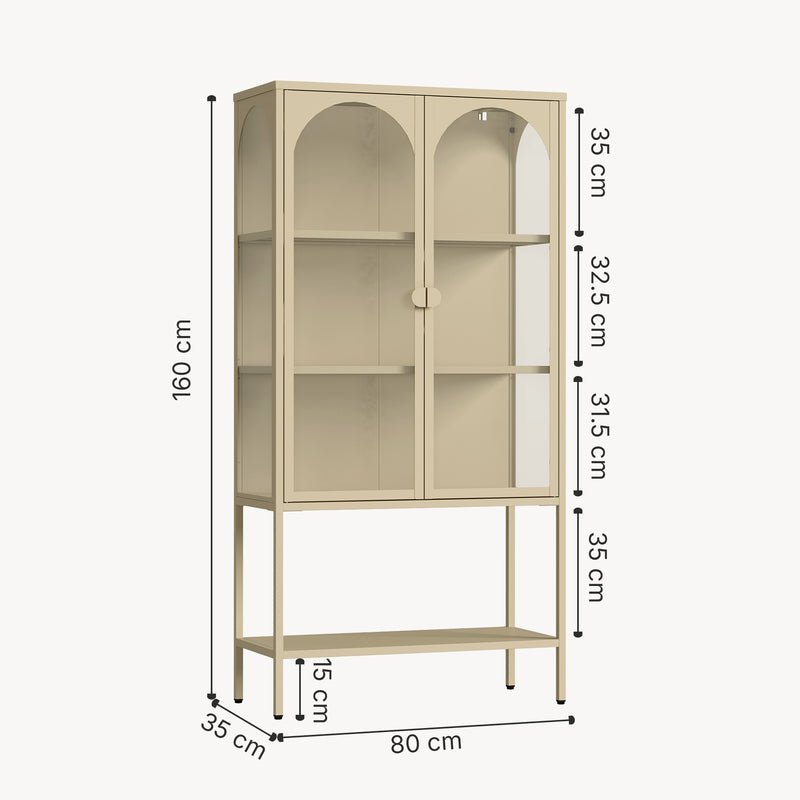 Schiță cotată Vitrina cu 2 usi si raft Klippestad 160x80x35 cm camel [en.casa]