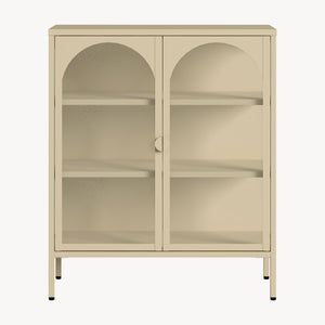Vitrina cu 2 usi sticla Klippestad 95x80x35 cm camel [en.casa]