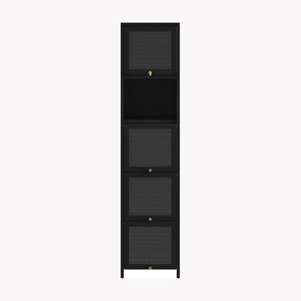 Dulap inalt Ostersund 174x40x35 cm otel negru [en.casa]