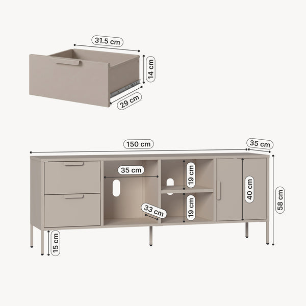 Comoda TV Kliri 150x35x58 cm otel camel [en.casa]
