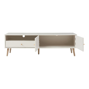 Comoda TV cu 1 sertar si 2 usi Hallevil 150x39x45 cm gri deschis [en.casa]