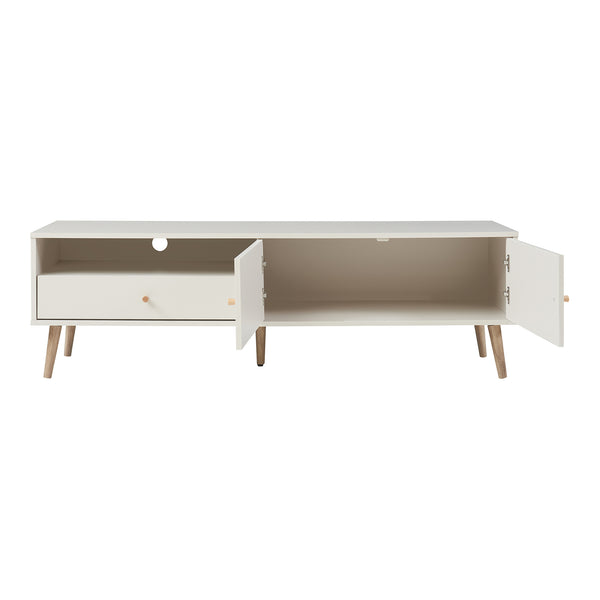 Comoda TV cu 1 sertar si 2 usi Hallevil 150x39x45 cm gri deschis [en.casa]
