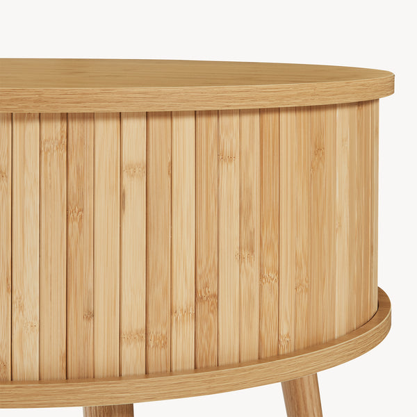 Noptiera rotunda cu usi glisante Nordkapp 45x60 cm bambus natur [en.casa]