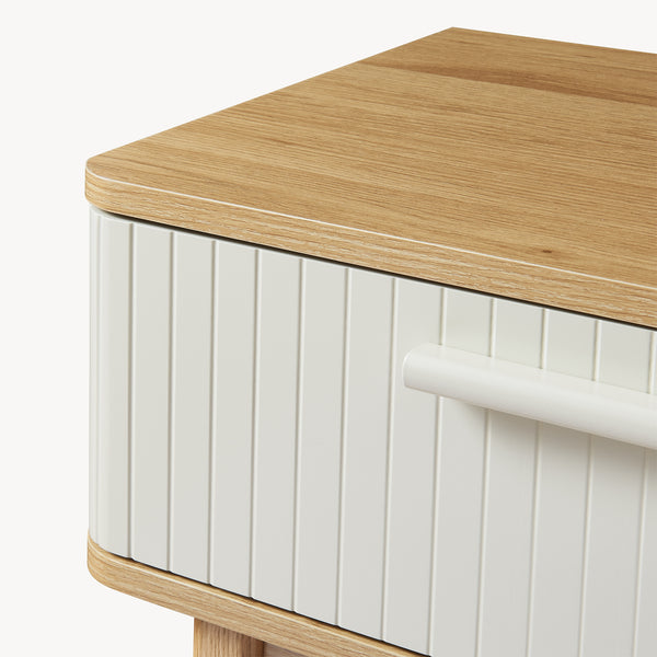 Masa consola cu 2 sertare Ferrersp 100x40x80 cm efect stejar/oatmeal [en.casa]