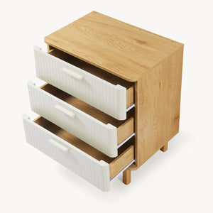 Comoda cu 3 sertare Ferrersp 70x60x40 cm efect stejar/oatmeal/natur [en.casa]