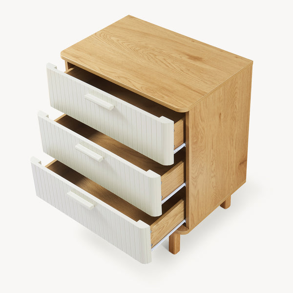 Comoda cu 3 sertare Ferrersp 70x60x40 cm efect stejar/oatmeal/natur [en.casa]