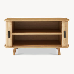Dulap pantofi - banca cu perna pentru sezut si usi glisante Tvedestrand 50x80x40 cm natur/bej [en.casa]