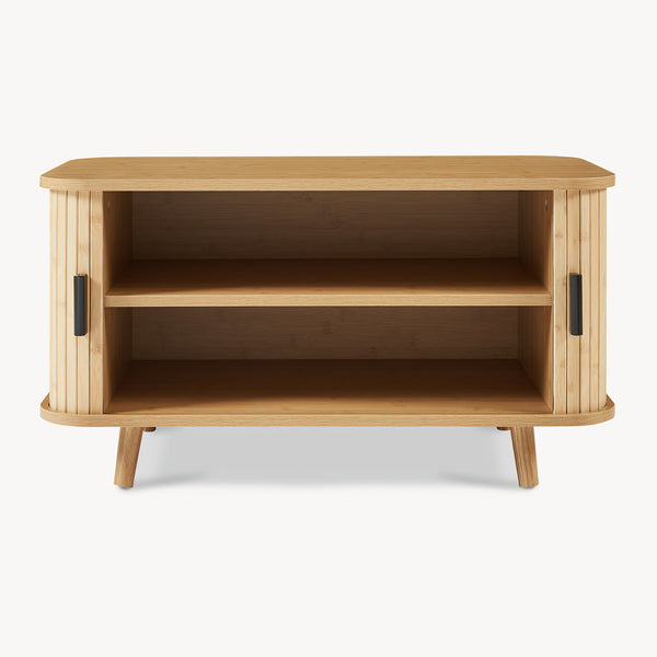 Dulap pantofi - banca cu perna pentru sezut si usi glisante Tvedestrand 50x80x40 cm natur/bej [en.casa]