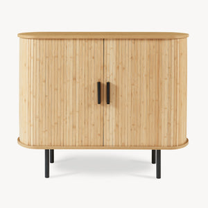 Dulap cu 2 usi glisante pt pantofi Tvedestrand 100x40x80 cm mdf/bambus/metal natur/negru [en.casa]