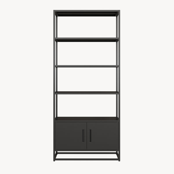 Raft carti cu dulap Hailuoto 180x80x40 cm otel negru mat [en.casa] 