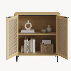 Comoda Lukhomso 83x80x40 cm efect stejar/efect ratan [en.casa]