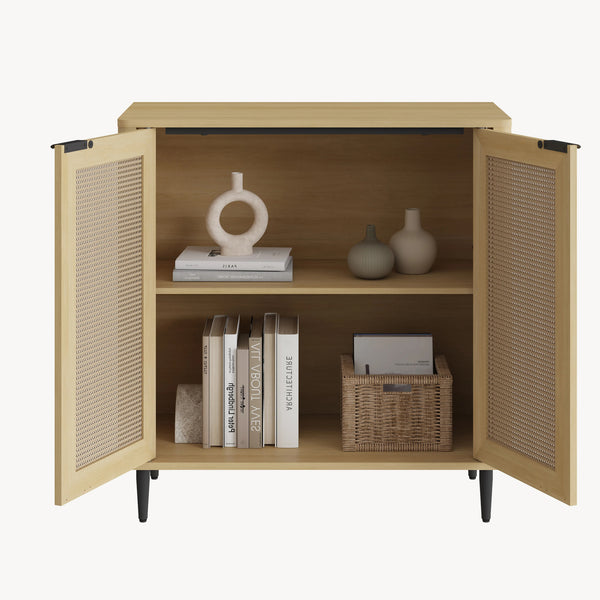 Comoda Lukhomso 83x80x40 cm efect stejar/efect ratan [en.casa]