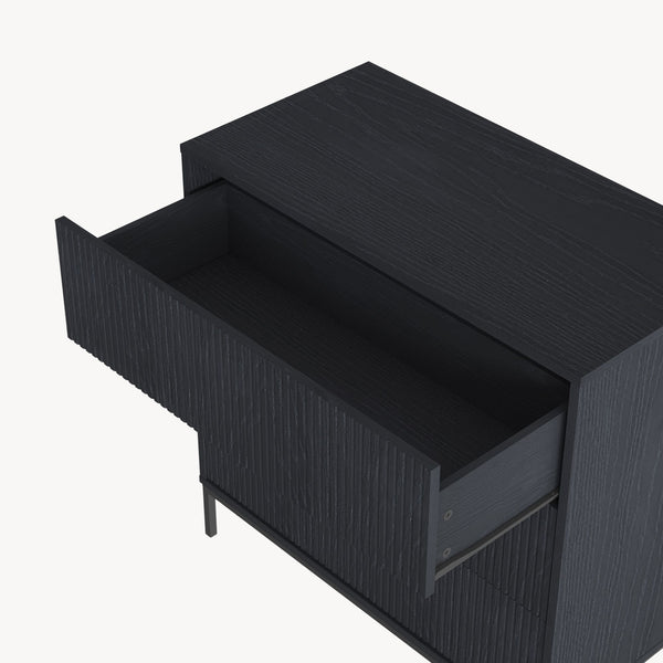 Comoda cu 3 sertare Nykapin 80x80x40 MDF negru structurat [en.casa]