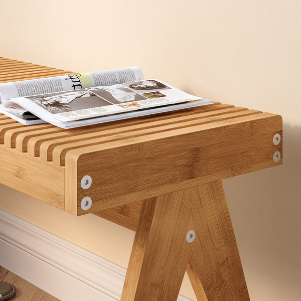Banca pantofi Lasdarvoo 120x35x45 cm bambus natur [en.casa]