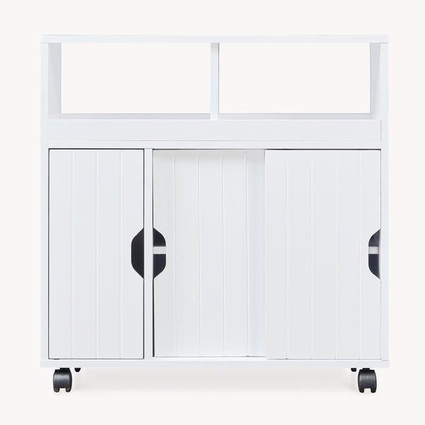 Dulap mobil pe 4 roti Fadeskimma 72x70x20 cm alb [en.casa]