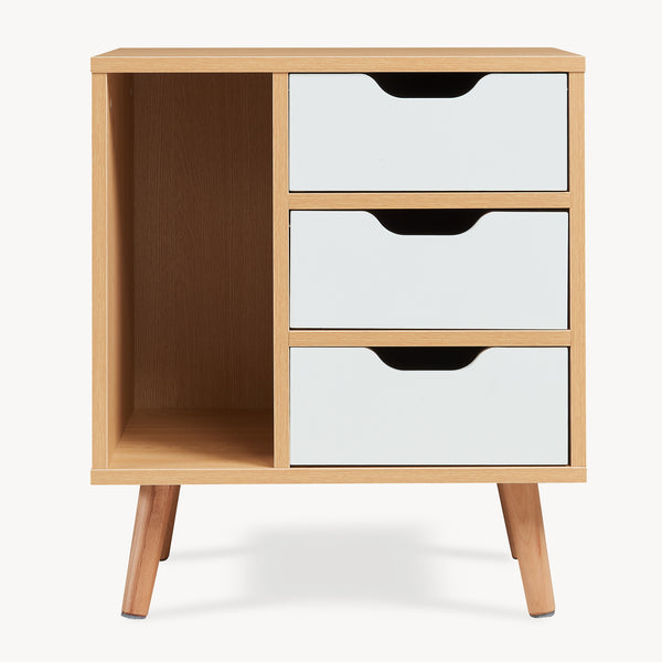 Noptiera Bordkak 55x48x30 cm efect stejar/alb [en.casa]