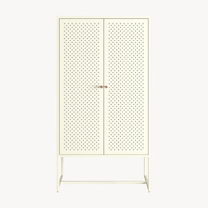 Comoda inalta cu 2 usi Viitasaari 150x80x40 cm otel crem deschis [en.casa] 