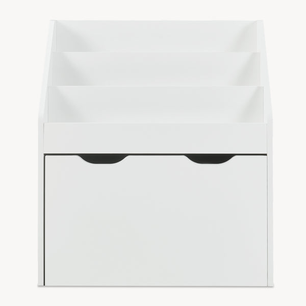 Raft carti copii cu sertar si roti alb pentru camera copilului Sirlstalo 70x62x30 cm [en.casa]