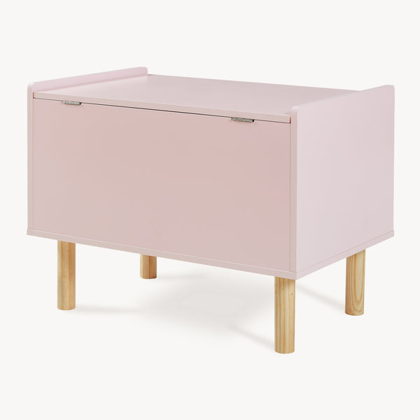 Lada roz cu capac pentru depozitarea jucariilor in camera copiilor Virer 60x40x44,5 cm roz/natur [en.casa]