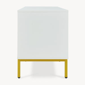 Comoda TV cu 2 usi Reyri 120x39x52 cm alb/auriu [en.casa]