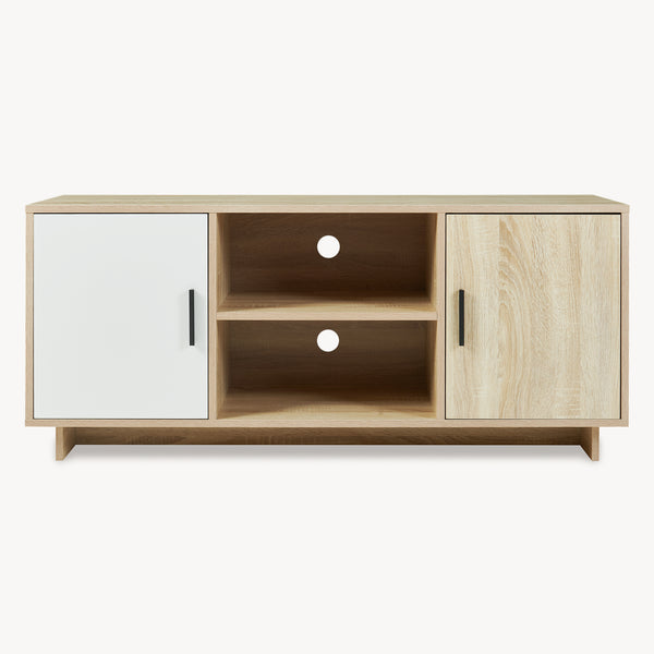 Comoda TV Kenta 120x39x52 cm efect stejar Sonoma/alb [en.casa]