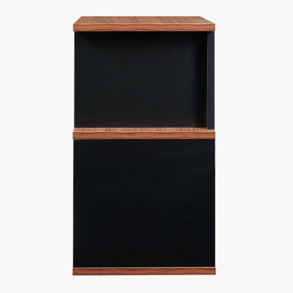 Masuta cu 2 spatii deschise depozitare Trond 50x33x29 cm negru/efect lemn nuc