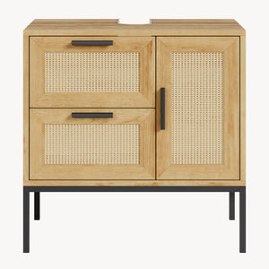Dulap pentru chiuvetă Marhasa 60x60x40 cm aspect stejar/negru [en.casa]