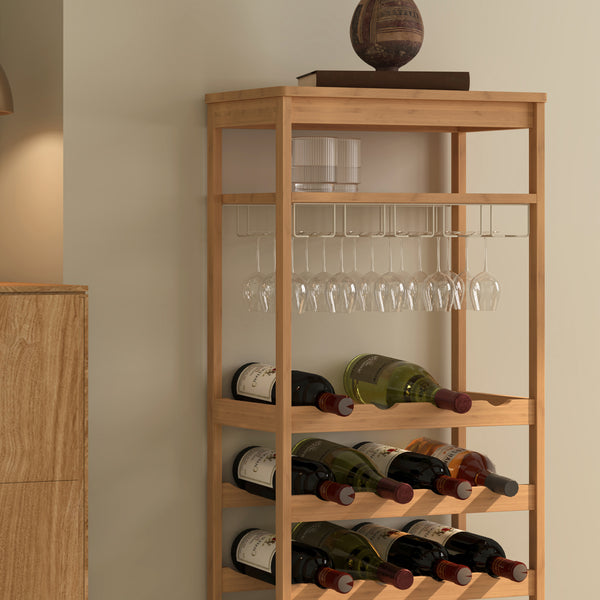 Suport sticle vin Fillby 100x47x29 cm bambus natur [en.casa]